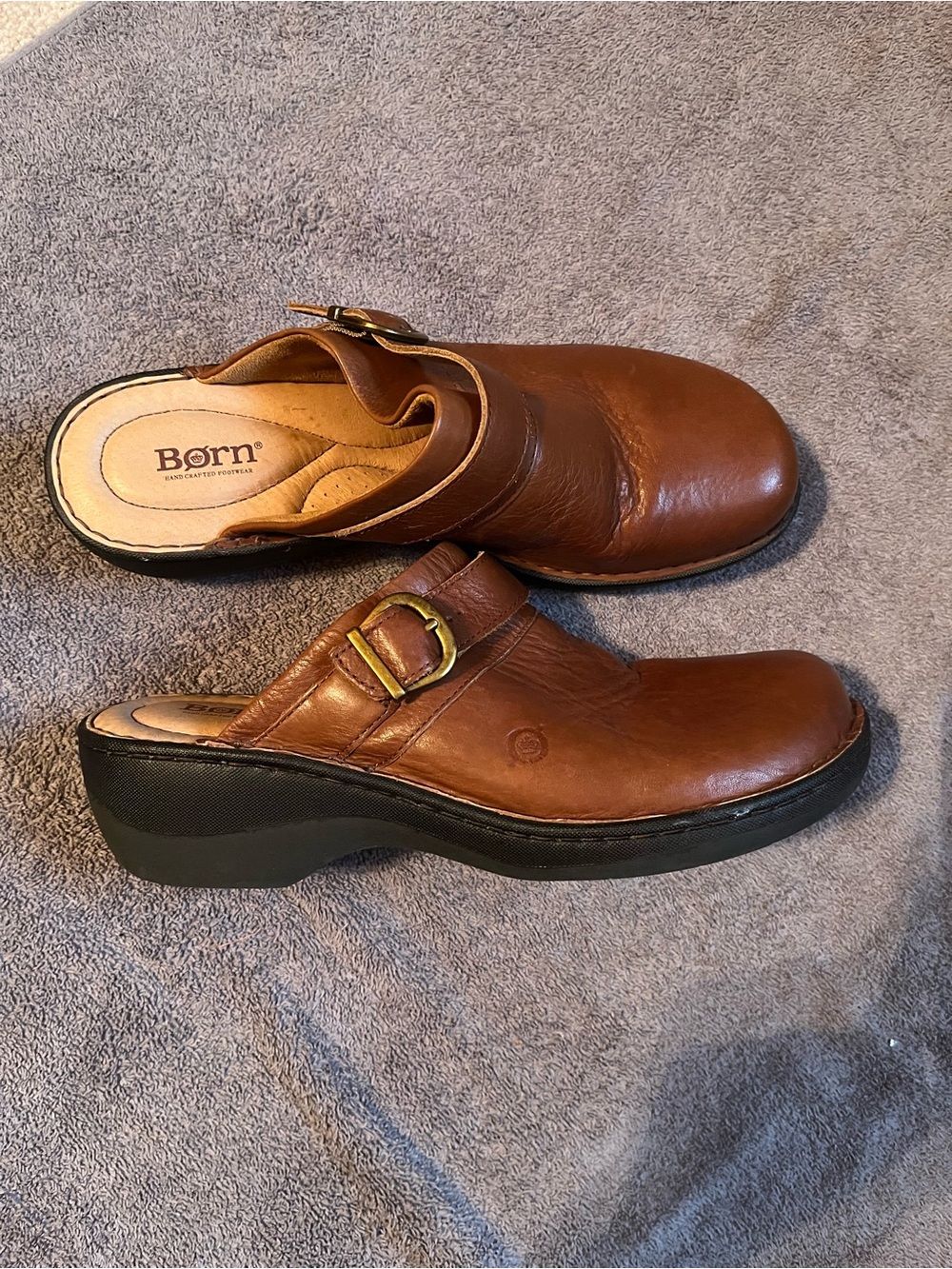 NWOT Born Avoca cognac leather clog mule with buckle woman’s 11